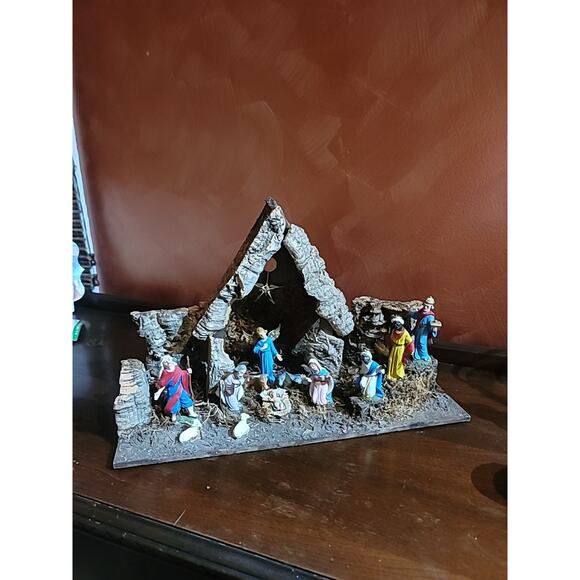 Vintage Large Nativity Made In Italy 12 Piece 19.5" Fontanini MISSING 1 Sheep - Picture 1 of 16